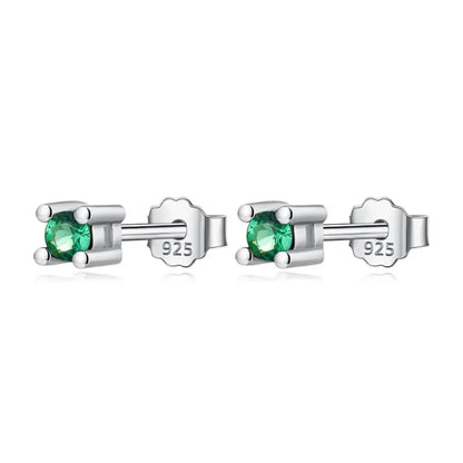 Aretes Mini Cuadrados con Zirconia Verde