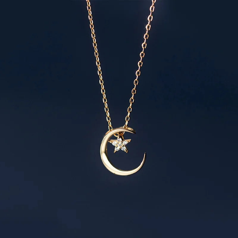 Collar Choker Luna y Estrella con Zirconias