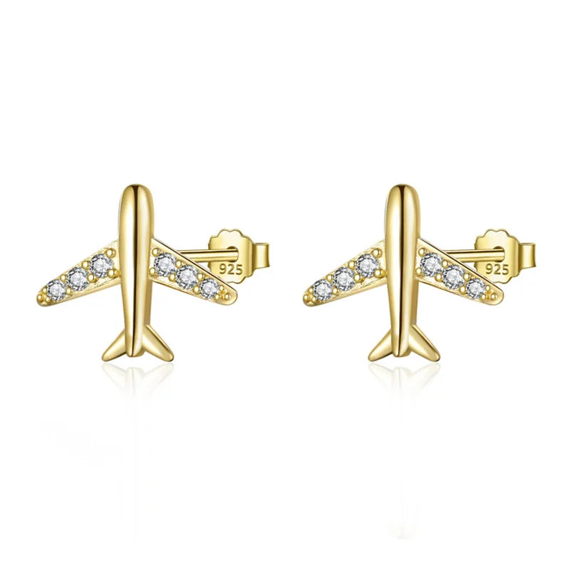 Aretes Avión con Zirconias Pavé