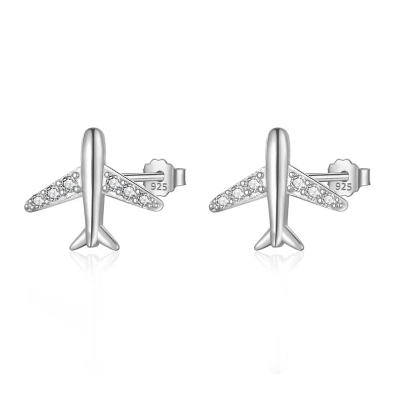 Aretes Avión con Zirconias Pavé