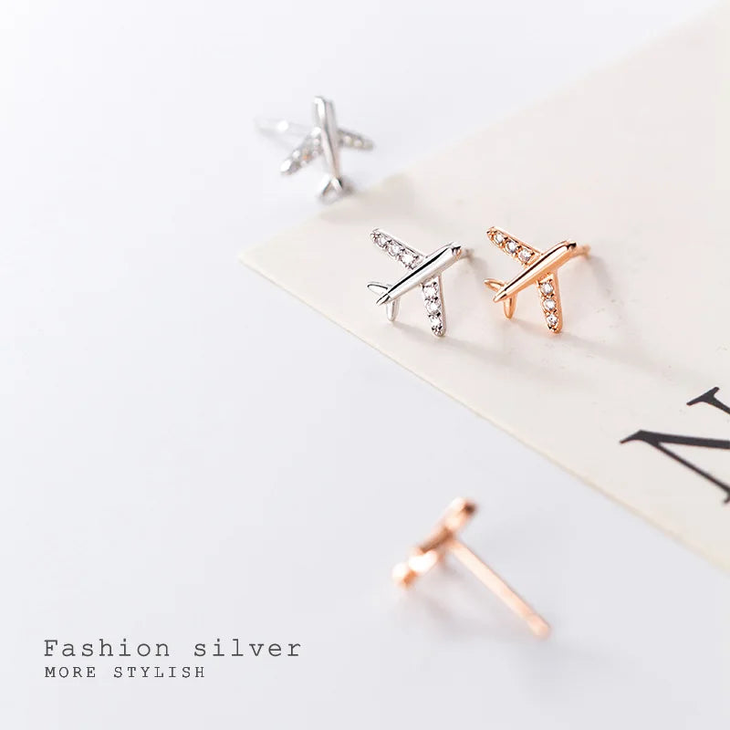 Aretes Avión con Zirconias Pavé