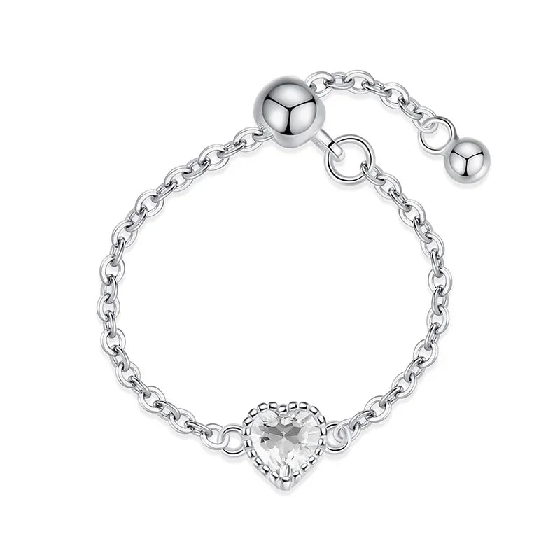 Anillo Cadena con Corazón Ajustable