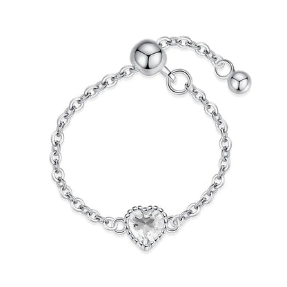 Anillo Cadena con Corazón Ajustable