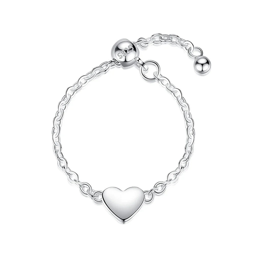 Anillo Cadena con Corazón Ajustable