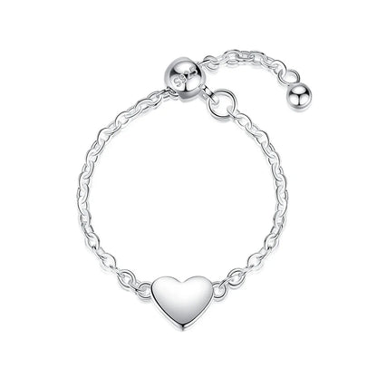 Anillo Cadena con Corazón Ajustable