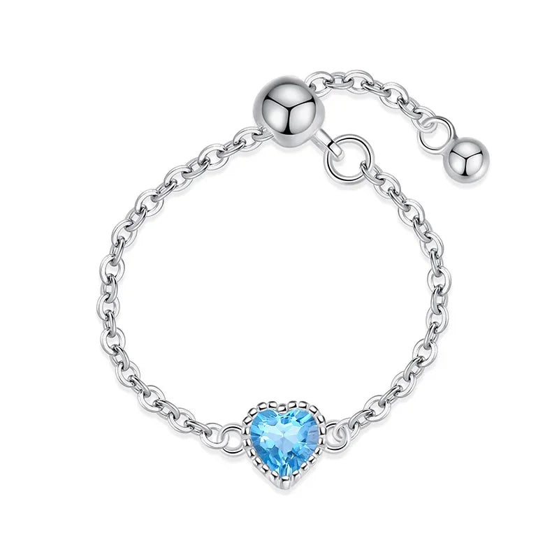 Anillo Cadena con Corazón Ajustable