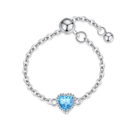 Anillo Cadena con Corazón Ajustable