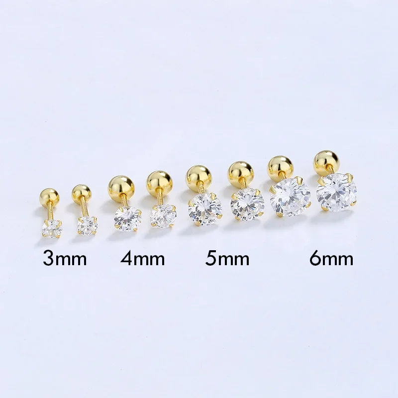 Aretes Zirconia de Color con Rosca
