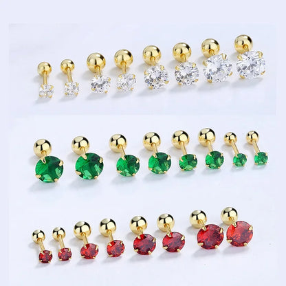 Aretes Zirconia de Color con Rosca