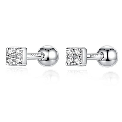 Aretes Cuadrado con Zirconia y Rosca
