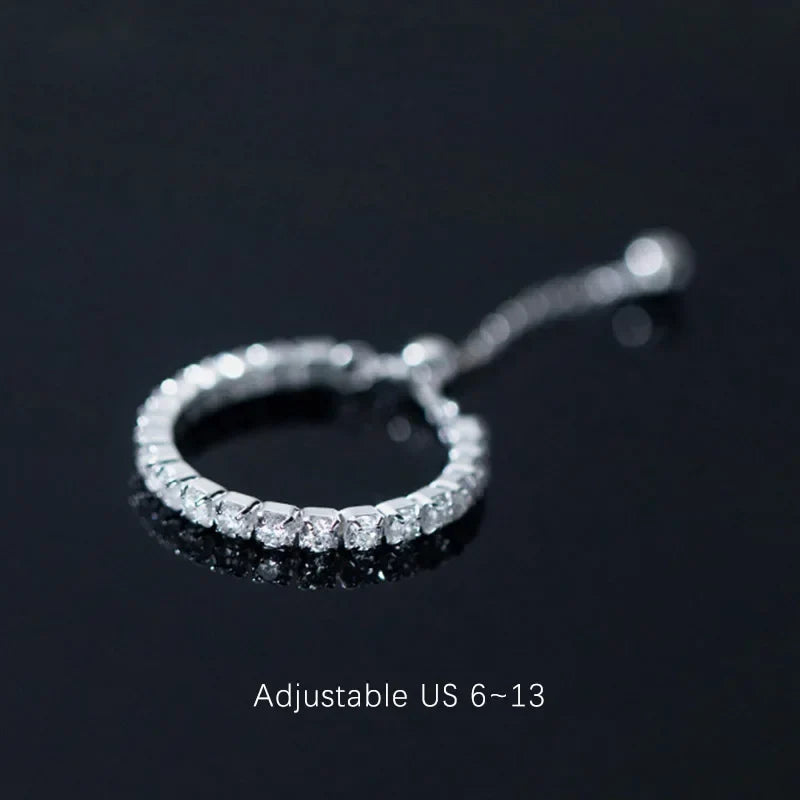 Anillo Cadena con Zirconias Ajustable