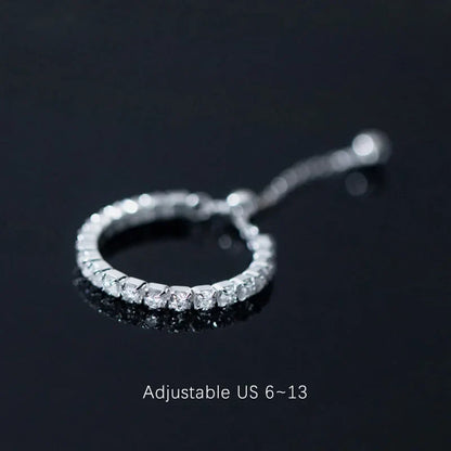 Anillo Cadena con Zirconias Ajustable