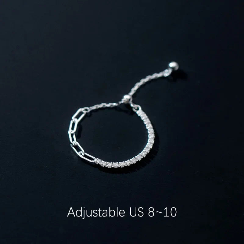 Anillo Cadena con Zirconias Ajustable