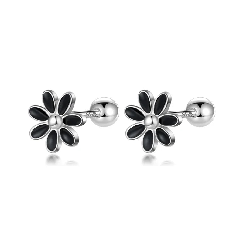 Aretes Flor Esmaltada con Rosca