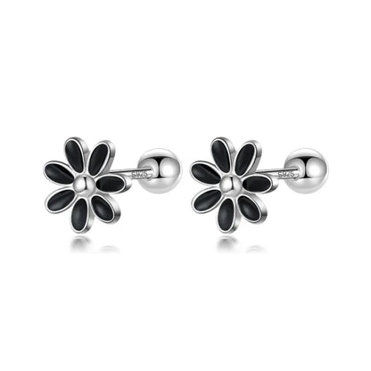 Aretes Flor Esmaltada con Rosca