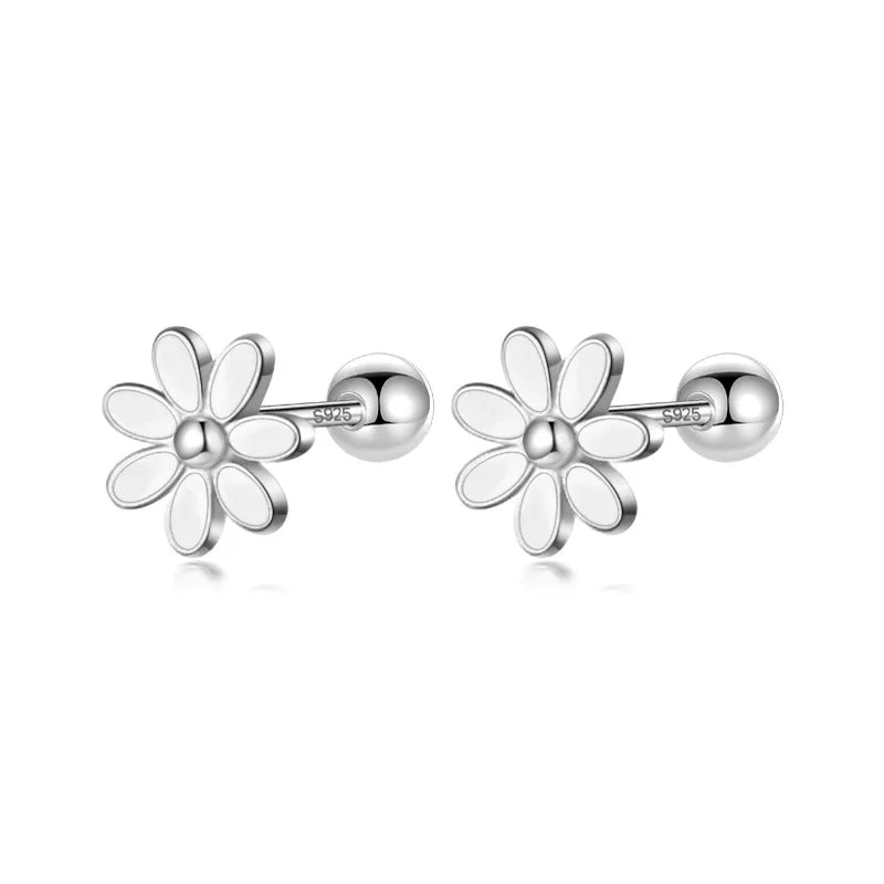 Aretes Flor Esmaltada con Rosca