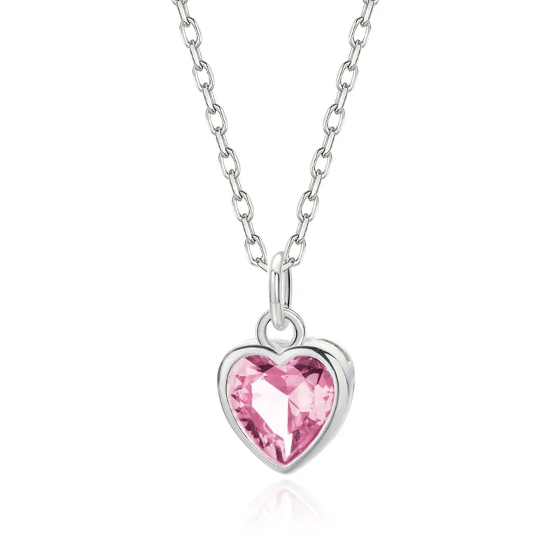 Collar Corazón con Zirconia de Color