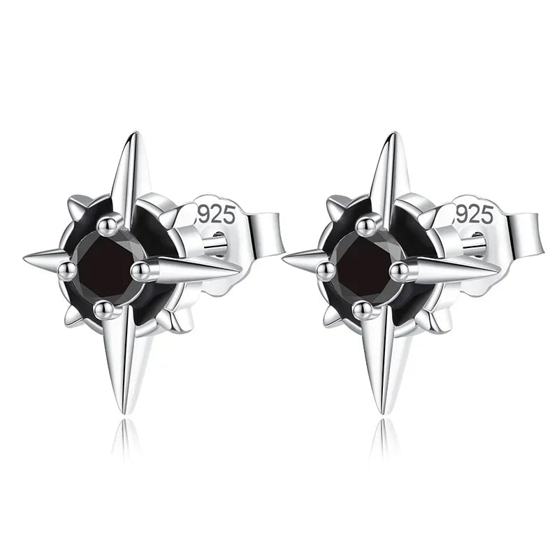 Aretes Estrella con Zirconia Negra o Blanca