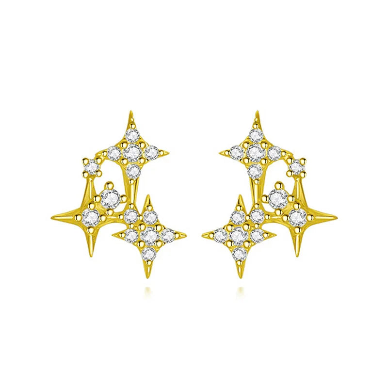 Aretes Estrella de Zirconia en Plateado o Dorado