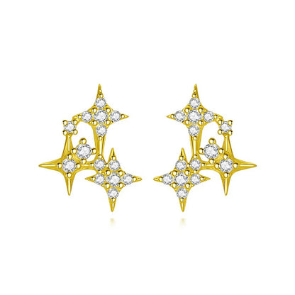 Aretes Estrella de Zirconia en Plateado o Dorado