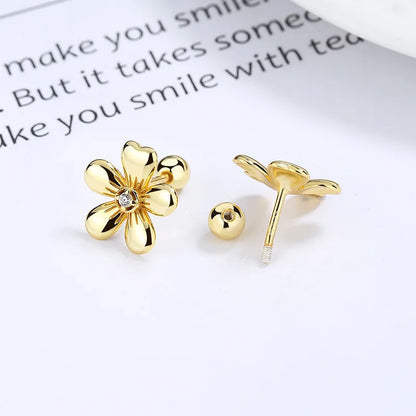Aretes Flor con Zirconias y Rosca
