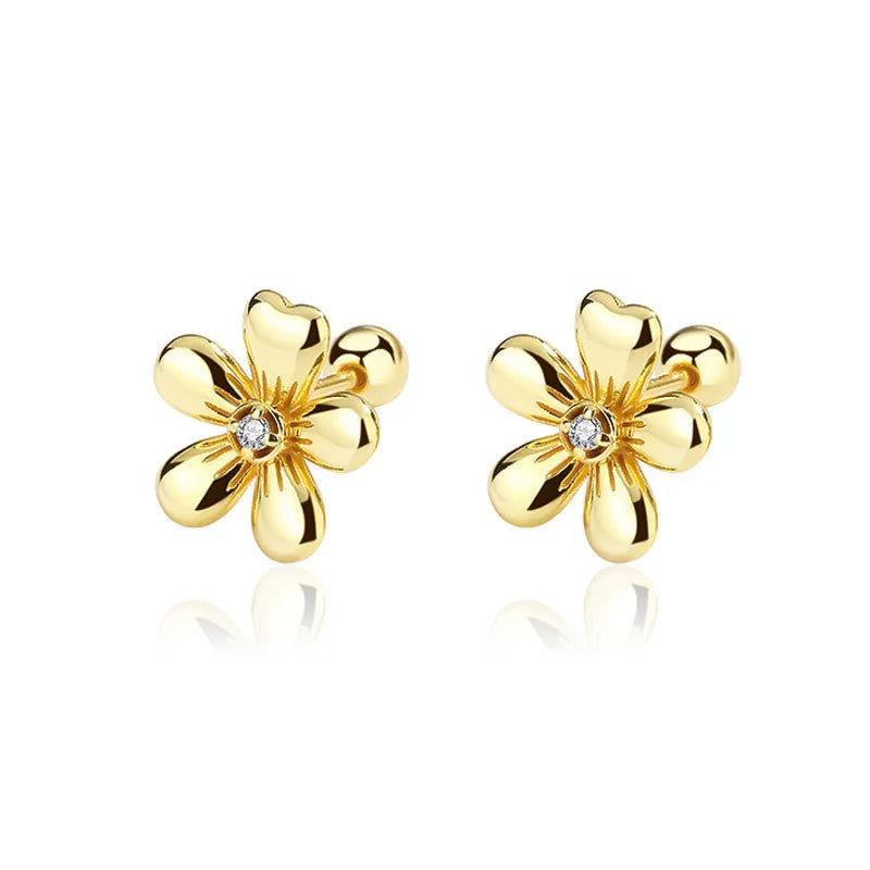 Aretes Flor con Zirconias y Rosca