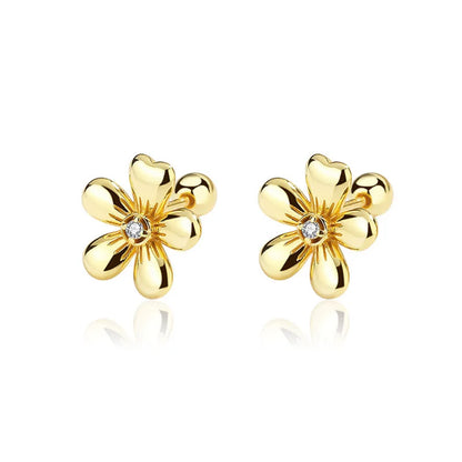 Aretes Flor con Zirconias y Rosca