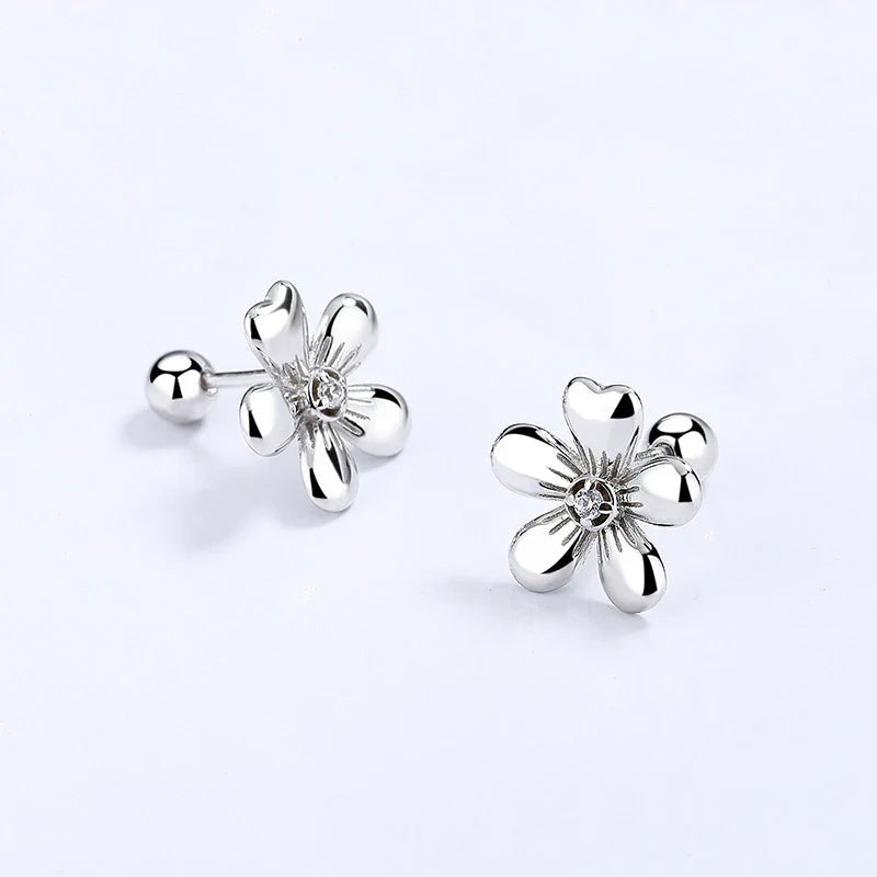 Aretes Flor con Zirconias y Rosca