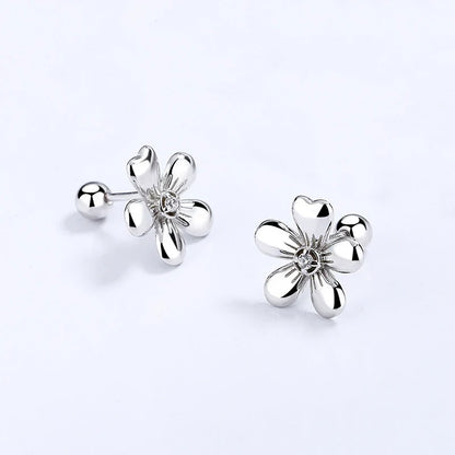 Aretes Flor con Zirconias y Rosca