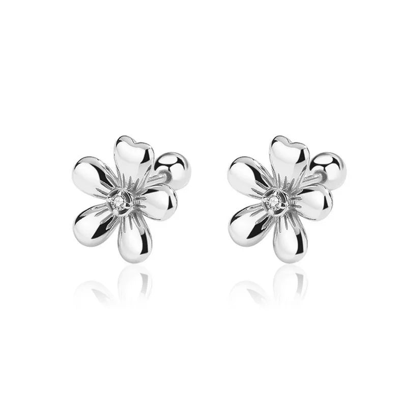 Aretes Flor con Zirconias y Rosca