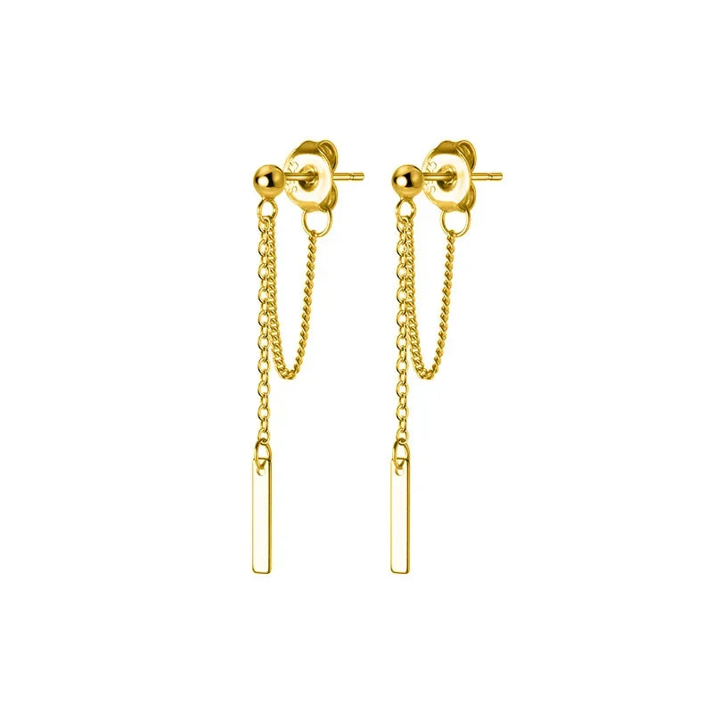 Aretes Barra Geométrica con Cadena