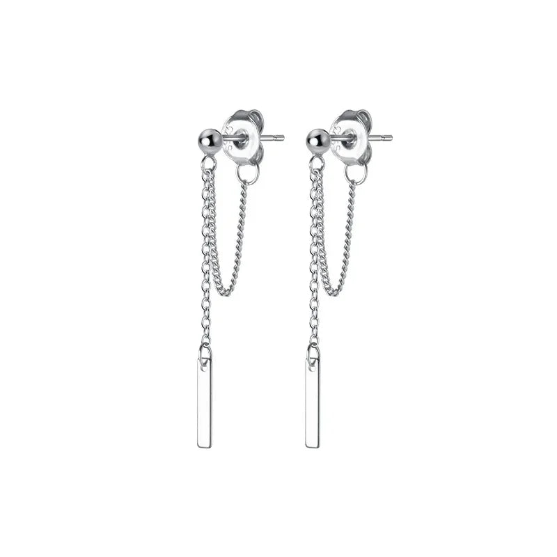 Aretes Barra Geométrica con Cadena