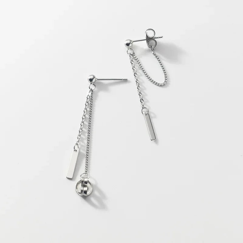Aretes Barra Geométrica con Cadena