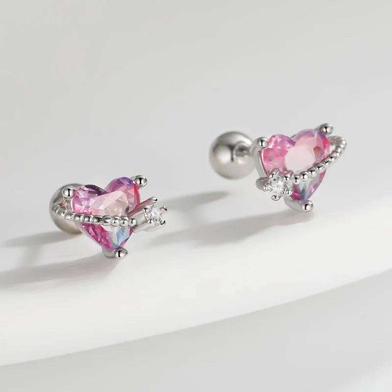 Aretes Corazón y Estrella con Zirconia