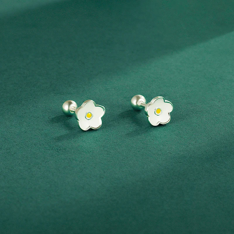 Aretes Florecita Esmaltada con Rosca