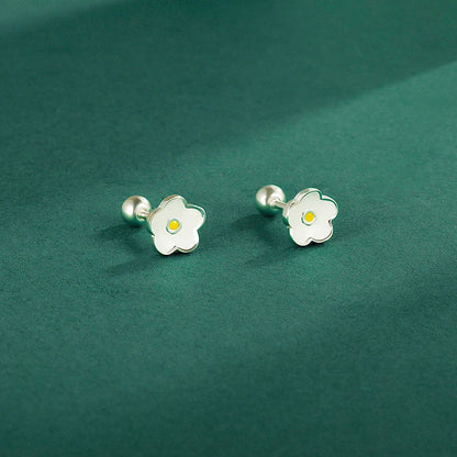 Aretes Florecita Esmaltada con Rosca