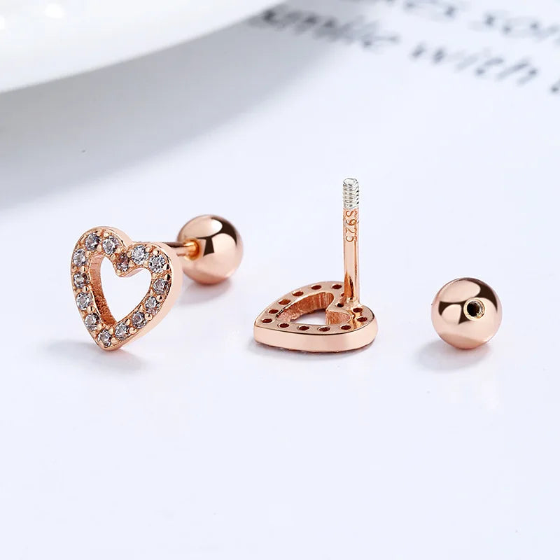 Aretes Corazón con Zirconias y Rosca