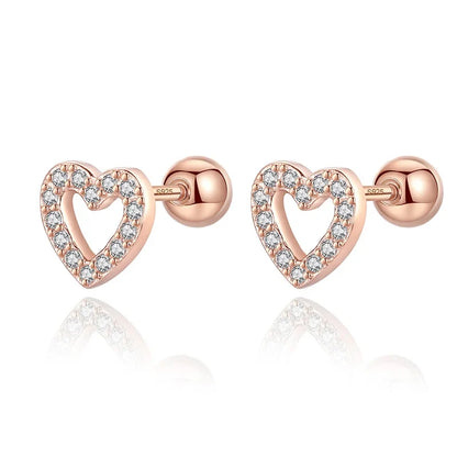 Aretes Corazón con Zirconias y Rosca