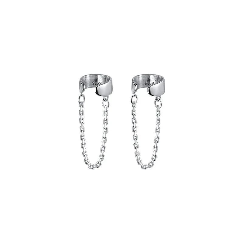 Aretes de Clip Cadena Lisa