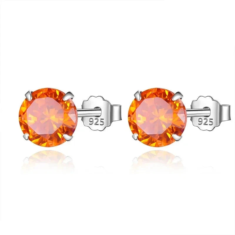 Aretes Zirconia Redonda de Colores