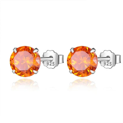 Aretes Zirconia Redonda de Colores