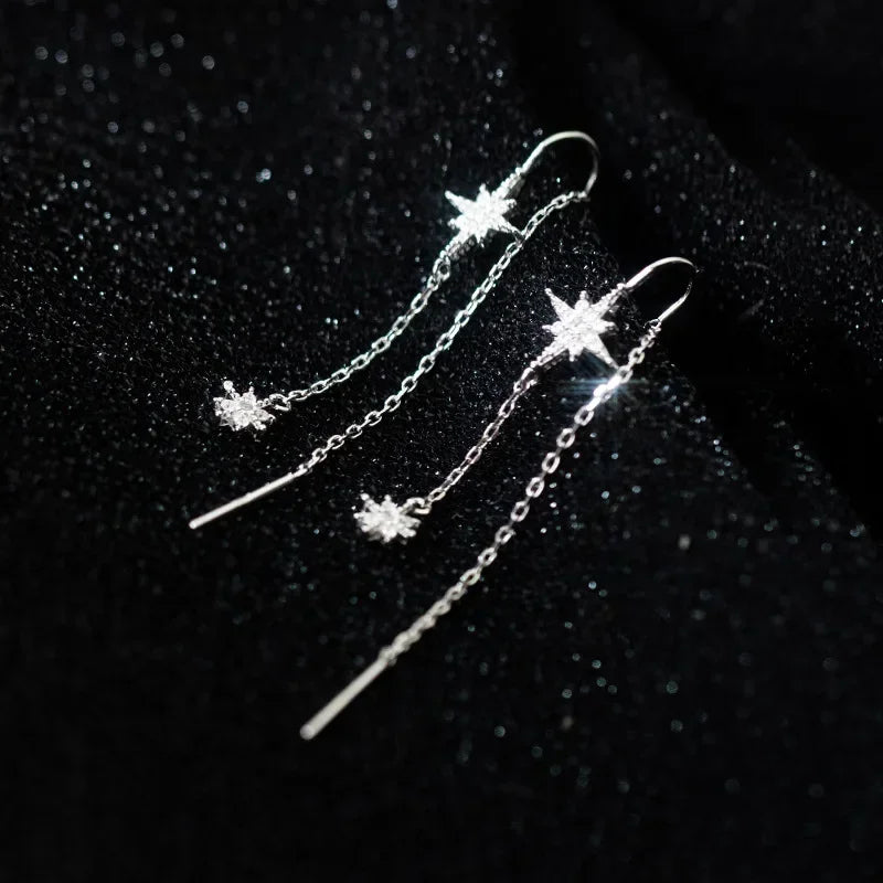 Aretes Colgantes Estrella con Zirconias