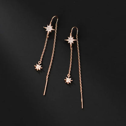 Aretes Colgantes Estrella con Zirconias