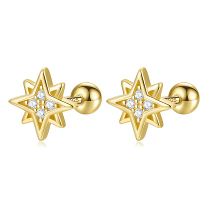 Aretes Estrella con Zirconia Blanca