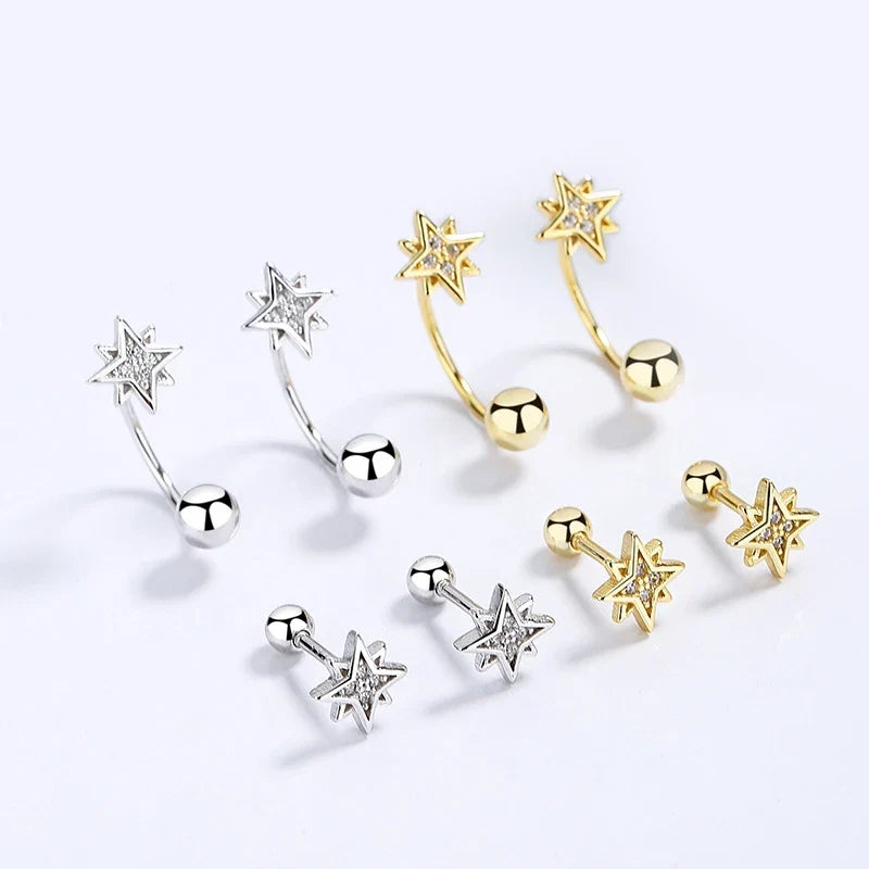 Aretes Estrella con Zirconia Blanca