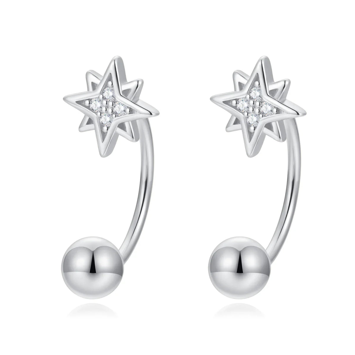 Aretes Estrella con Zirconia Blanca