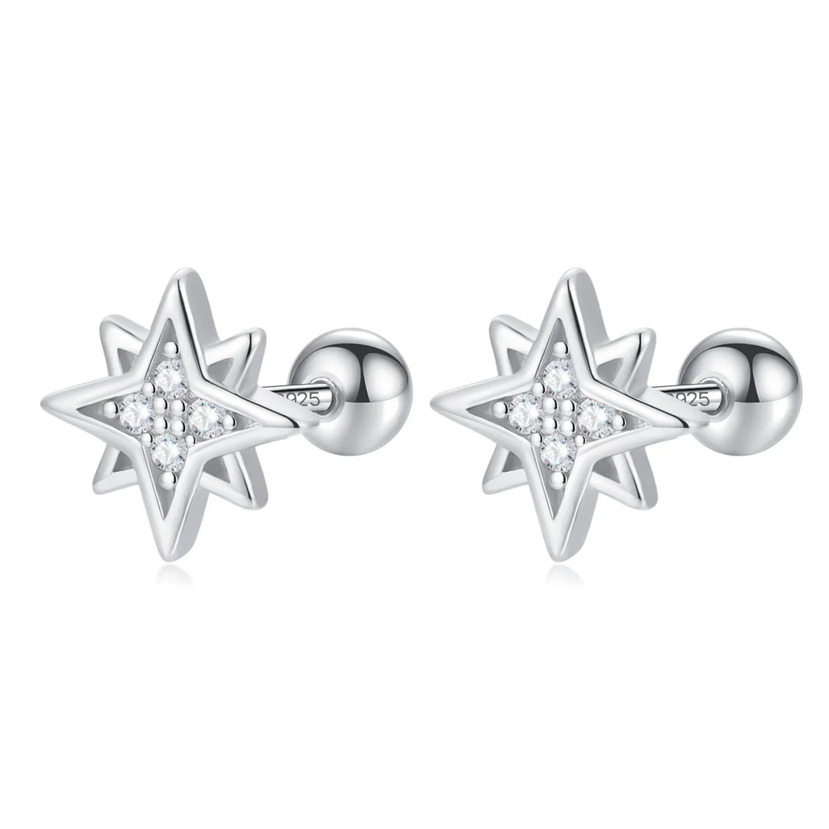 Aretes Estrella con Zirconia Blanca
