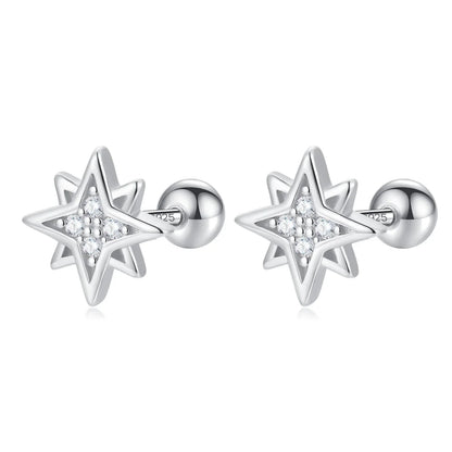 Aretes Estrella con Zirconia Blanca
