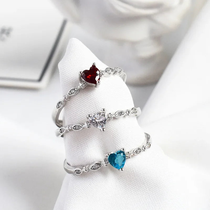 Anillo Corazón con Zirconia de Color