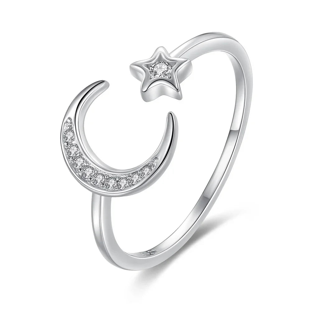 Anillo Luna y Estrella con Zirconias en Varios Diseños